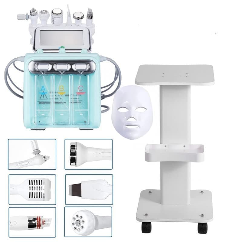 KIYO 7 in 1 Facial Beauty Machine, Professional Hydrogen Oxygen Facial Machine, Hydrafacial Machine Dermabrasion Facial Sprayer Skin Machine for Spa With Trolley