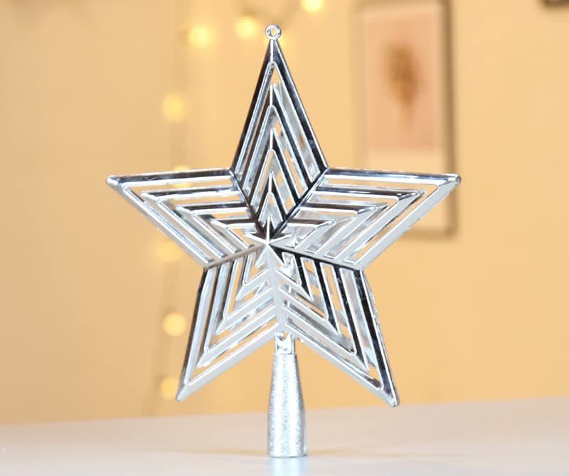 Christmas Tree Star Topper Xmas Decorative,Hollow-Out Plastic Decoration Star Treetop Ornaments Holiday Decoration for Home Decor 20cm (Design F)