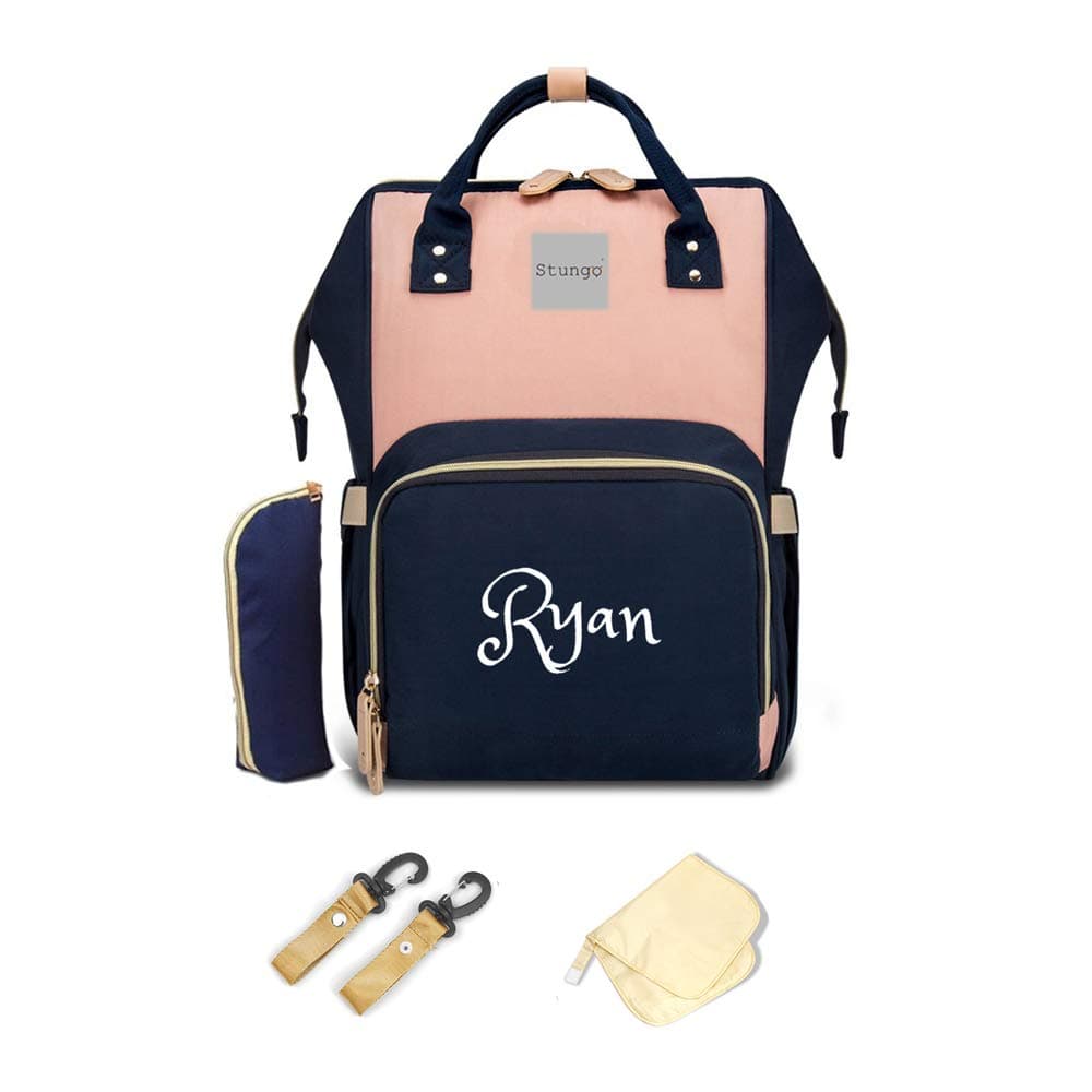 Dream EmbroideryPERSONALIZED Diaper Bag Knapsack Backpack Monogram Baby Bag (Blue & Pink)