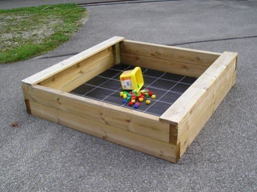 Gartenwelt Riegelsberger Sand pit bear 195 x 195 cm, made from 6 x 16 cm planks, sand box, digging box, sand box, play box