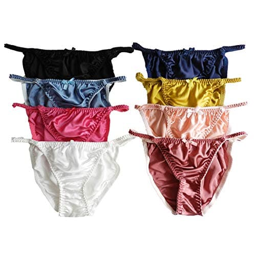 Yavorrs Womens String Bikini Panties 100% Pure Silk 8 Pairs in One Economic Pack