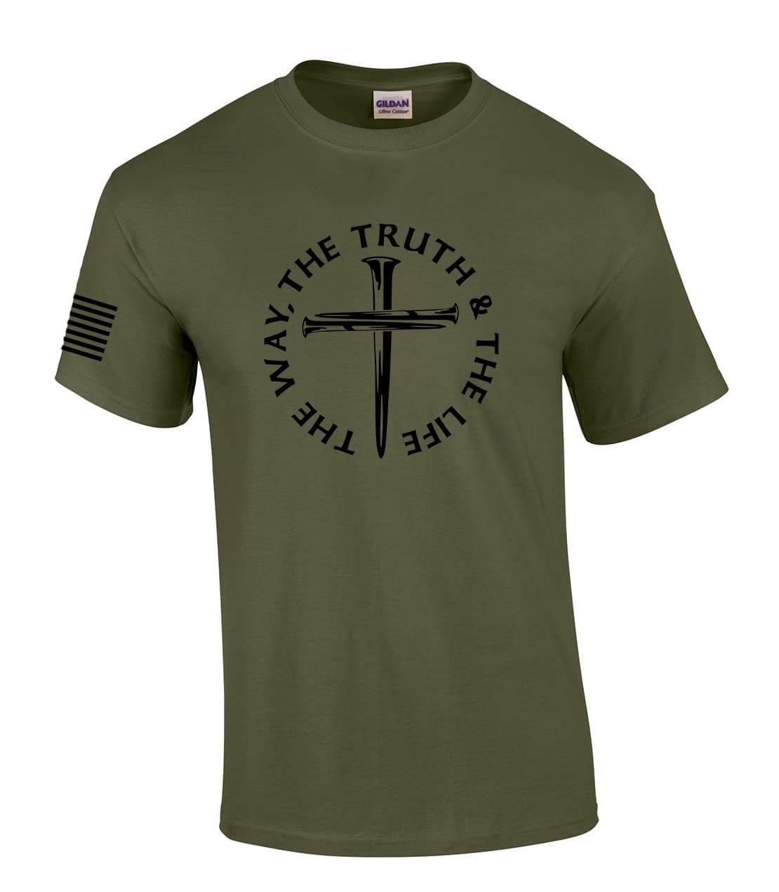 Trenz Shirt CompanyJesus The Way The Truth The Life John 14:6 Scripture Nail Cross Mens Christian Short Sleeve T-Shirt Graphic Tee
