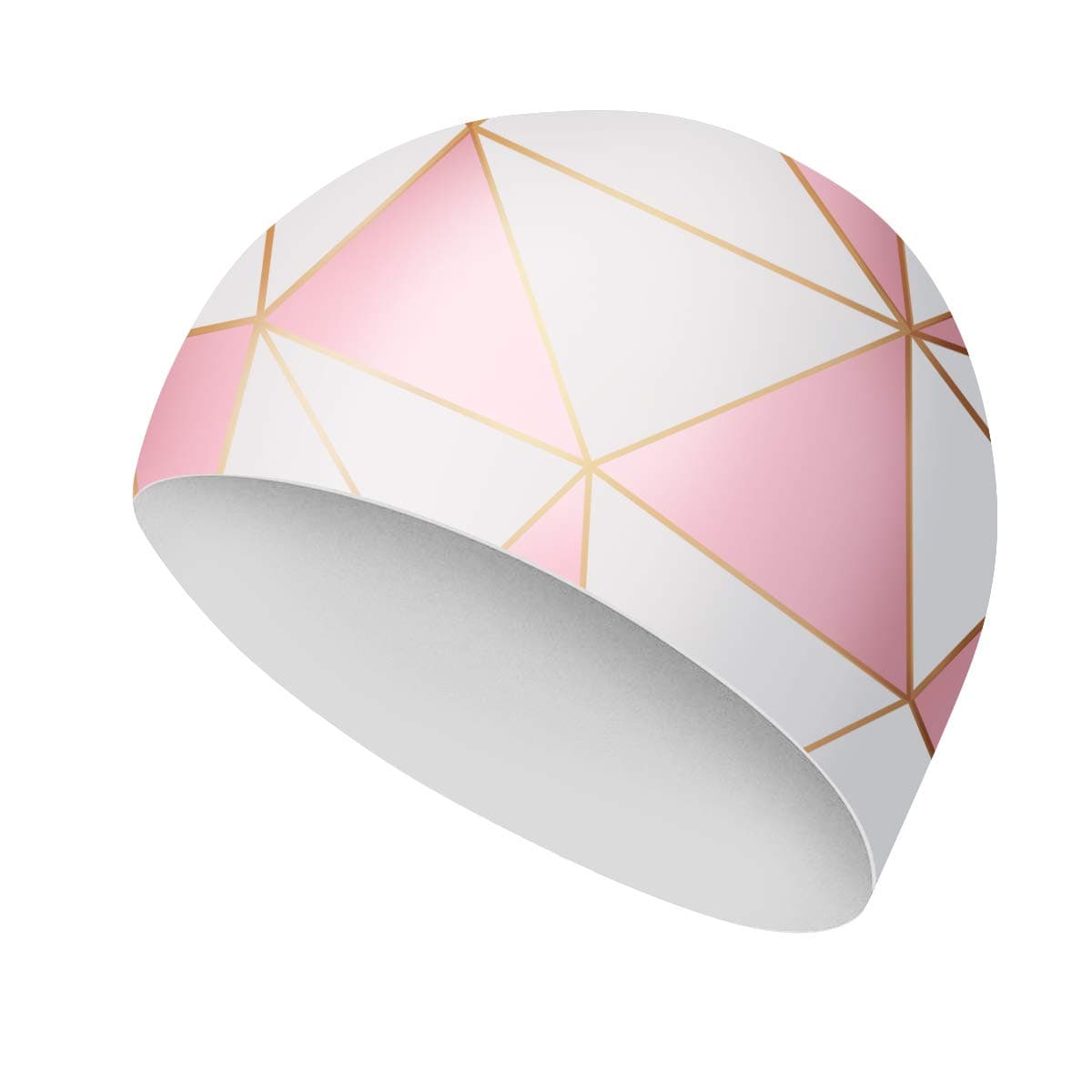 Silicone Long Hair Swim Cap for Women, Waterproof Pink Marble Pattern Swimming Cap