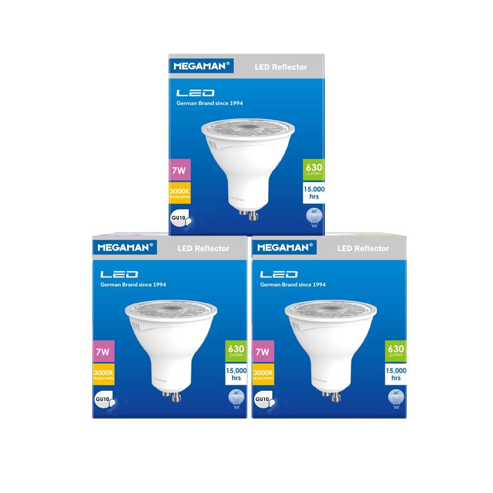 Megaman Led 7w Gu10 3000k Warm White 220v Nondim (pack of 3)