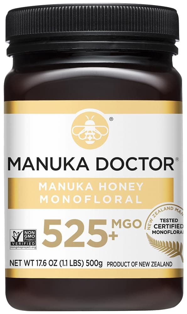 Premium Quality Monofloral Manuka Honey. 100% Pure New Zealand Honey. Certified. Guaranteed. RAW. Non-GMO (MGO 525)