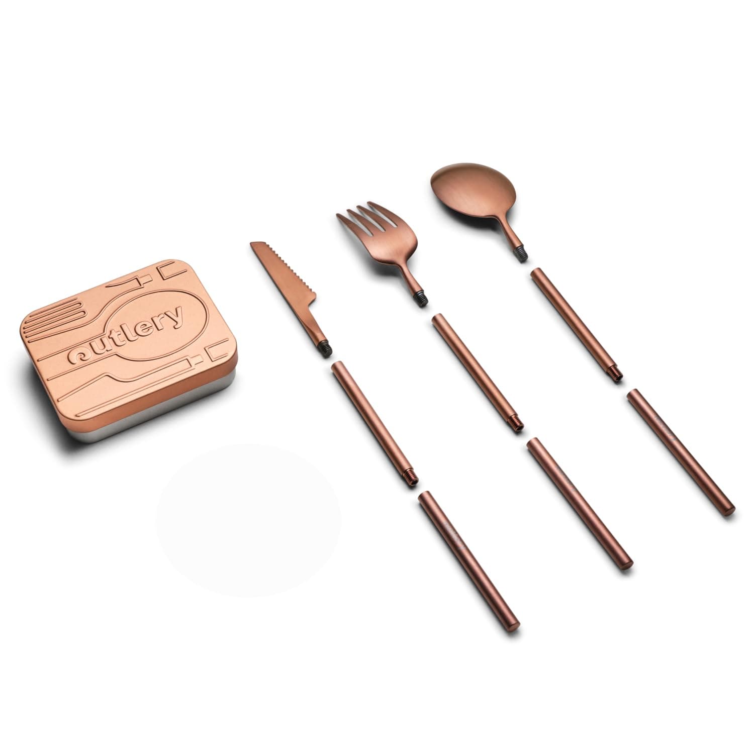 Outlery | Portable & Reusable Stainless Steel Travel Cutlery Set (Rose Gold) - Includes Travel Case for Easy Transport