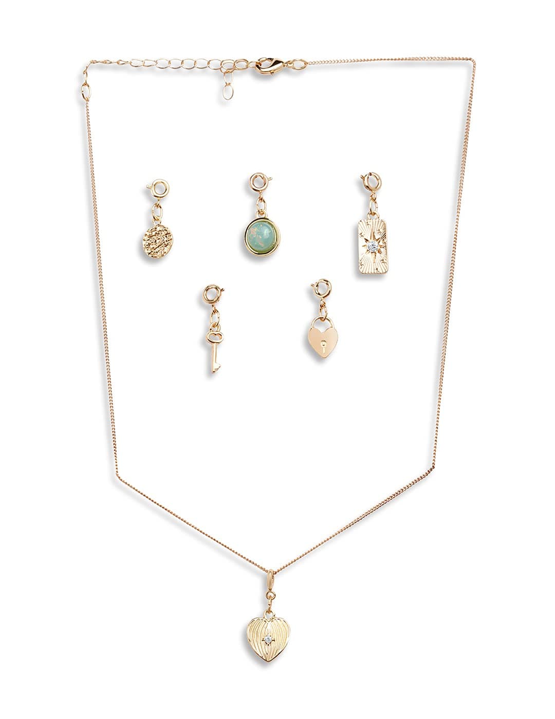 Zaveri Pearls Gold Tone Contemporary Chain With 6 Changeable Pendants-Zpfk10894