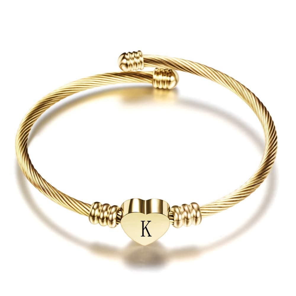Gold Bracelets for Girls-A to Z Stainless Steel Heart Initial Girl Jewellery, Birthday Gifts for Girls