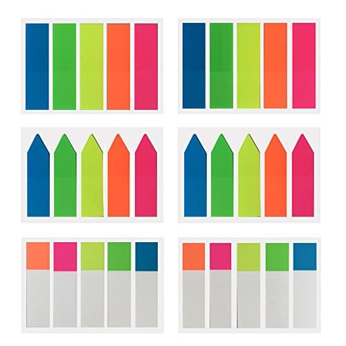 6 Packs Index Tabs Neon Page Marker Colored Fluorescent Sticky Note for Marking for Page Marker 600 Pieces