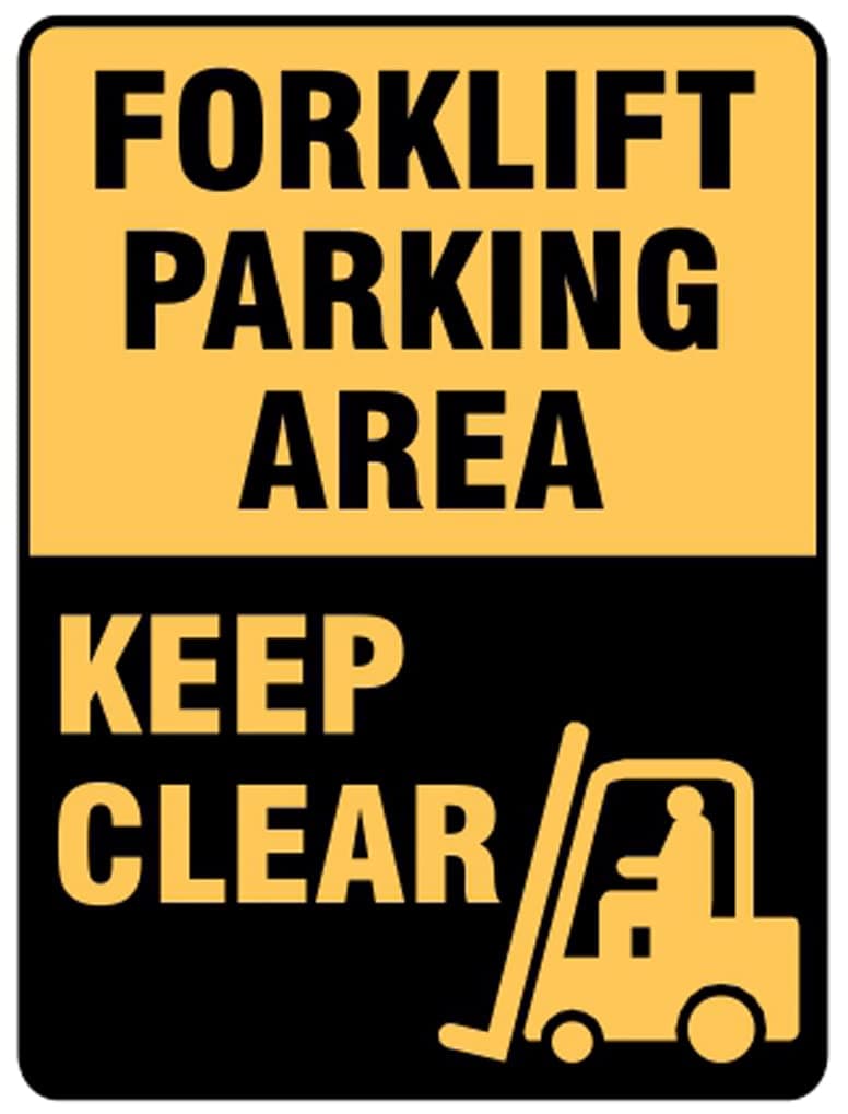 Safety Signs | forklift parking area keep clear yellow bg Foam Board fixed Waterproof Sticker with double sided tape on backside