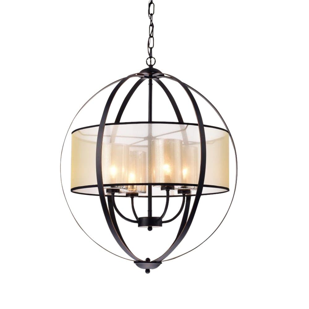 Warehouse of Tiffany RL8198C/ORB Bastien 24" 4-Light Metal Strap Globe Pendant, 24"L x 24"W x 27"H, Antique Bronze