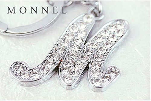 Z46E Fancy Clear Crystal Initial Letter M Metal Keychain