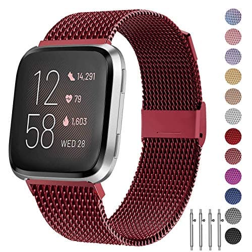 JuQBanke Bands Compatible for Fitbit Versa/Versa Lite Edition/Versa 2 Smart Watch for Women and Men,Metal Stainless Steel Replacement Wristbands for Fitbit Versa Smart Watch