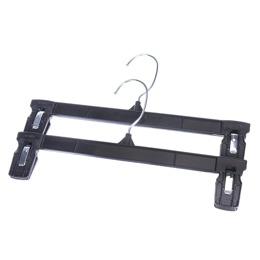 Household Mall Pinch Grip Hangers - 12" Black Break Resistant Pant Hangers with Chrome Swivel Hook and Pants Clips - 25pcs Pants Hangers#1