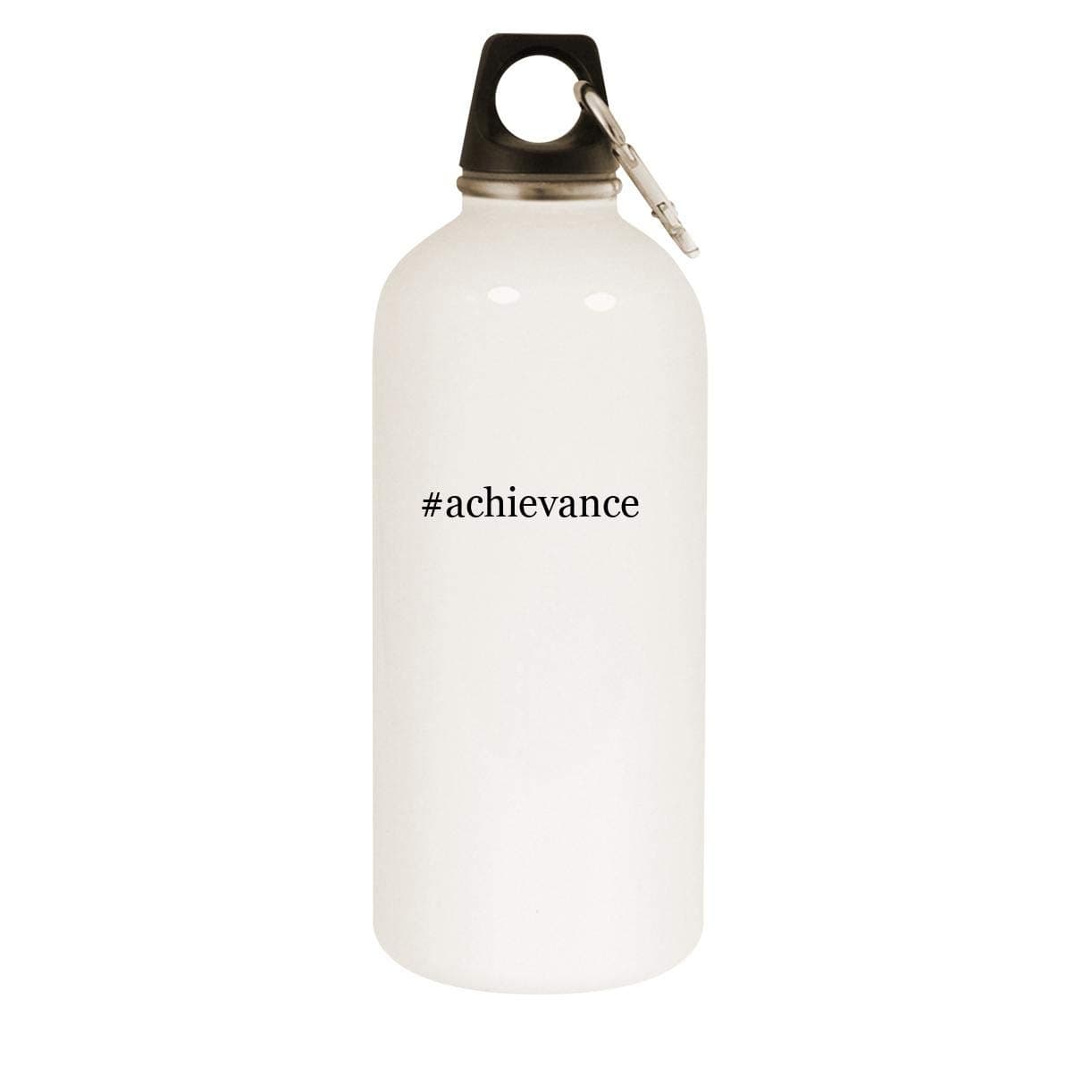 #achievance - 20oz Hashtag Stainless Steel White Water Bottle with Carabiner, White