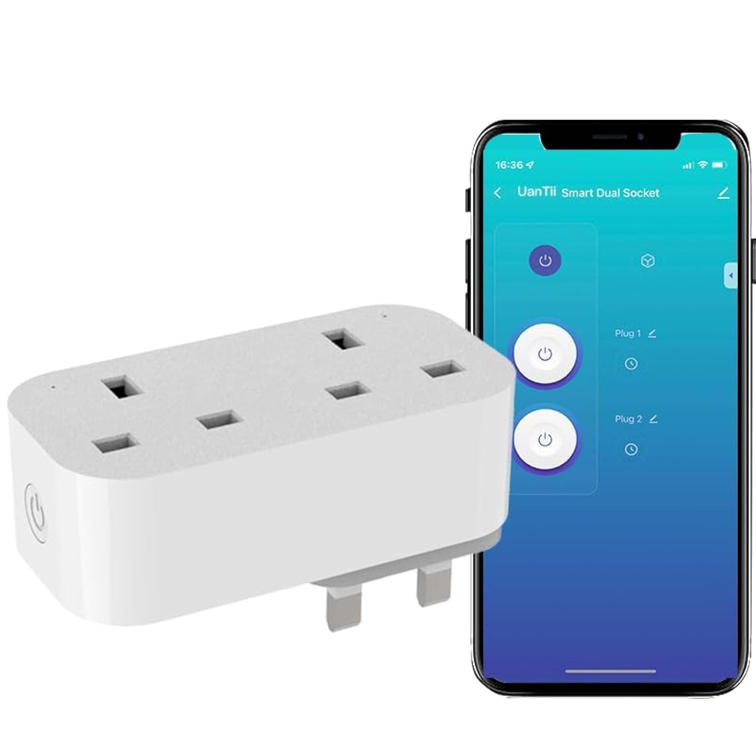 Smart Plug Tuya WIFI Double Socket Timing Schedule Wireless Smart Outlet Intelligent Smart Plug App Remote Control Works with Amazon Alexa and Google Home