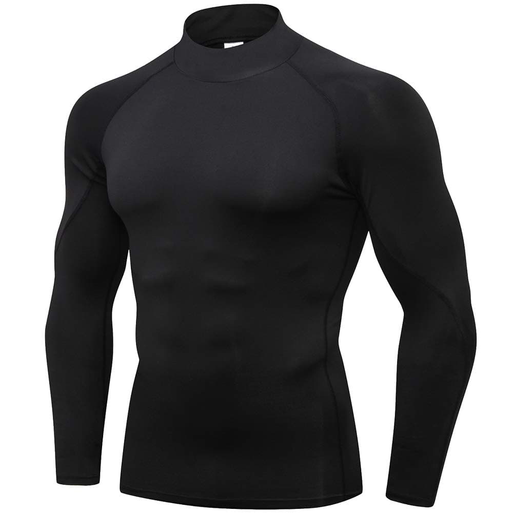 Men's Athletic Compression Shirts Long Sleeve Workout T-Shirt Mock Turtleneck Base Layer Undershirt Tops