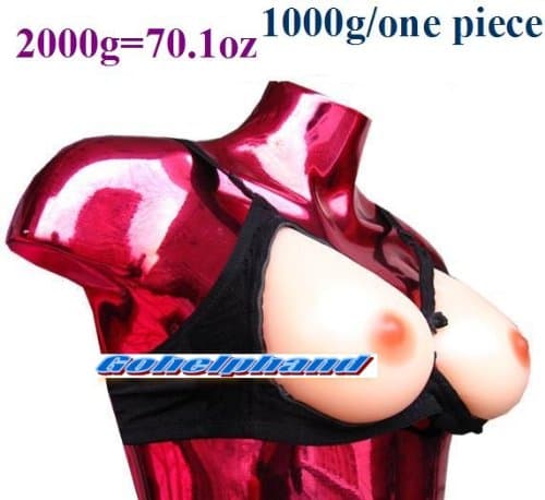 Strap-on in Built in Silcione Bra W/black Holster for Crossdressing and Costume Large Big Biggest Full Silicone Breast Form Cross Dresser Mastectomy Cosplay G/H Cup 2kg / 70oz Water Drop Shape
