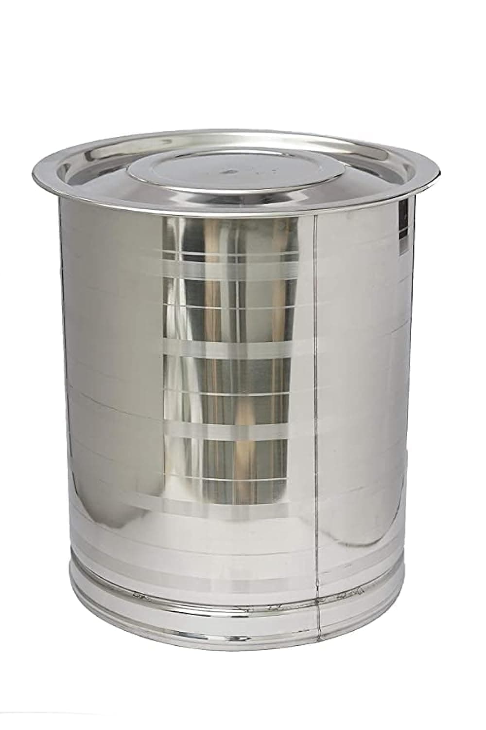 - 10 Litre Stainless Steel Atta Tanki/Container/Box/Drum/Pawali/Tanki With Lid (Do Not Use For Storing Water), Black