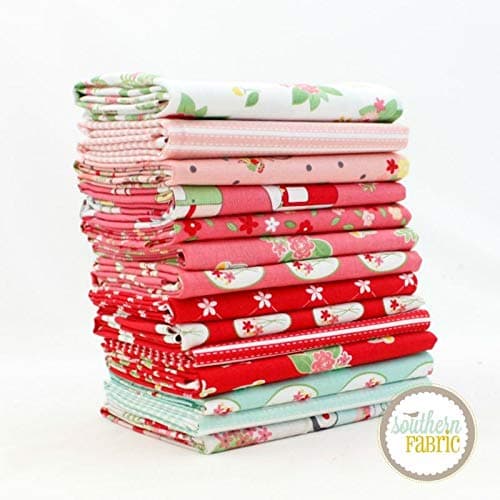 Riley Blake Vintage Adventure Fat Quarter Bundle (14 pcs) by Beverly McCullough 18 x 21 inches (45.72cm x 53.34cm) Fabric cuts DIY Quilt Fabric