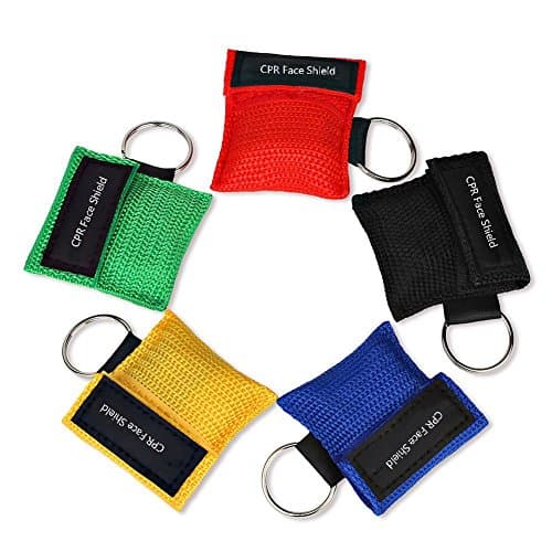 EYLEER First Aid CPR Face Mask CPR Face Shield with One-way Valve CPR Pocket Mask Breathing Barrier Keychain Kit for First Aid Training Emergency Rescue(Assorted Color), Pack of 5