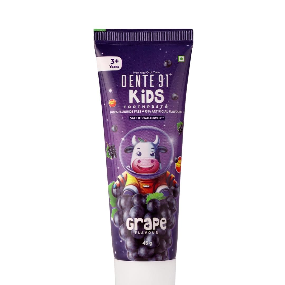 Dente91 Kids Toothpaste, Protects against dental caries & Hypersensitivity, Fluoride Free, Grape Flavour - 45g