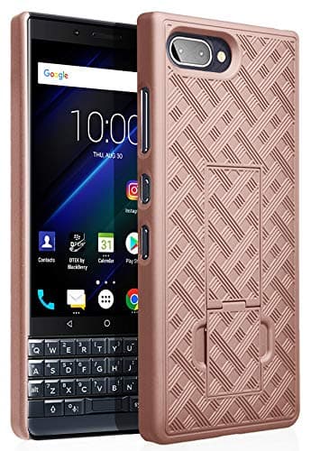 Nakedcellphone Case for BlackBerry Key2 LE, [Rose Gold Pink] Slim Ribbed Hard Shell Cover [with Kickstand] for BlackBerry Key2 LE Phone [ONLY LE Model] BBE100-1, BBE100-2, BBE100-4, BBE100-5