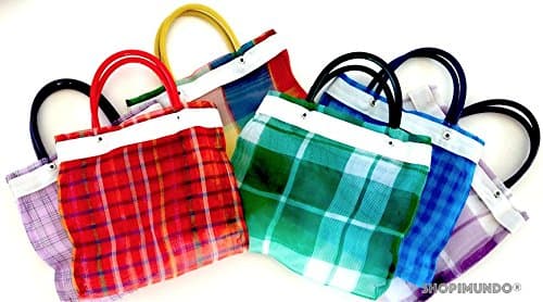 Mini Mexican Tote Favor Bags (Mexican Candy Bags - Mexican Mercado Bags - Mexican Mesh Bags - Bolsas para Fiestas) 10 x 7 - Multi-Colored 12 Pack. Fast Shipping!