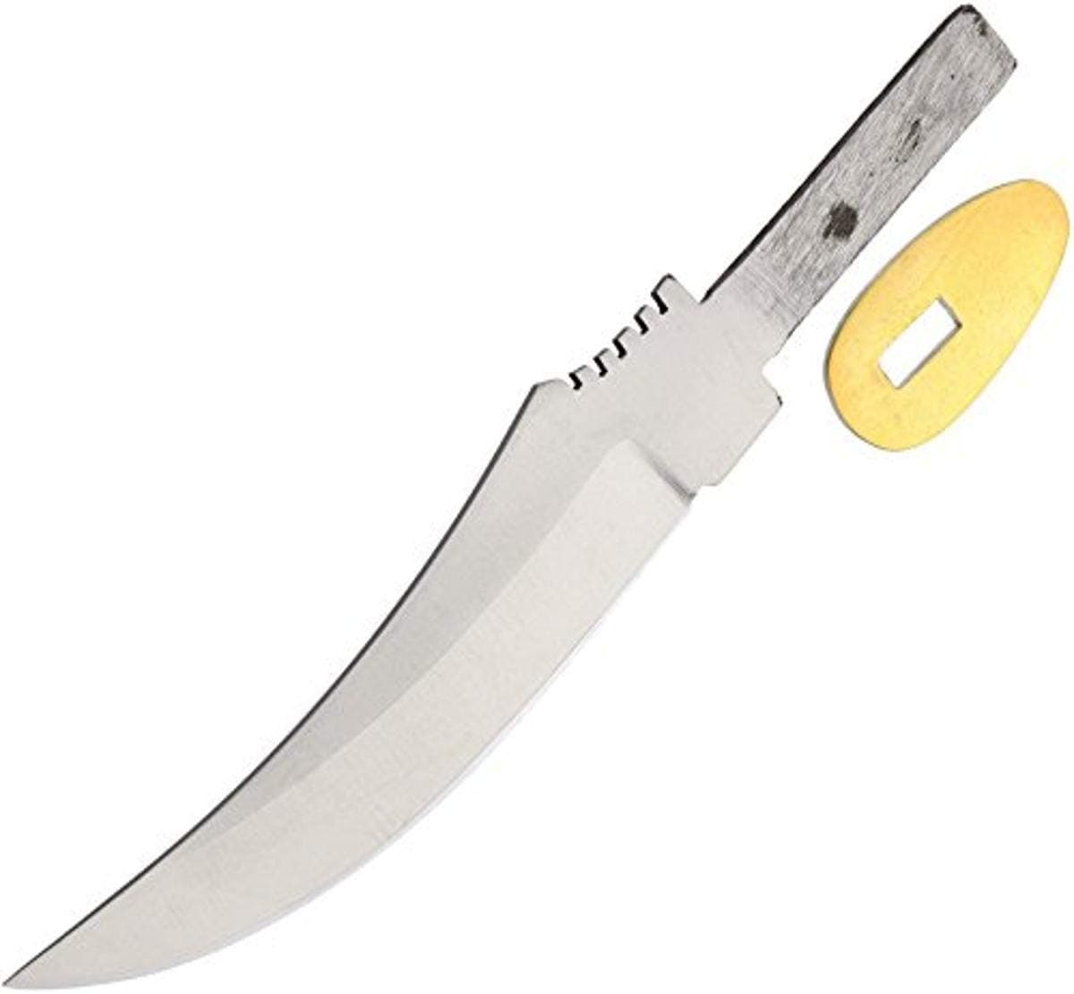SZCO Supplies 6.5" Slim Skinner Knife Blade Blank - Stainless Steel Clip-Point Blade with Brass Guard, Ideal for DIY Knife Making and Everyday Carry (EDC)
