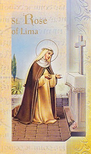 William J. Hirten Deluxe Catholic Holy Card with Traditional Prayers (Saint Rose of Lima)
