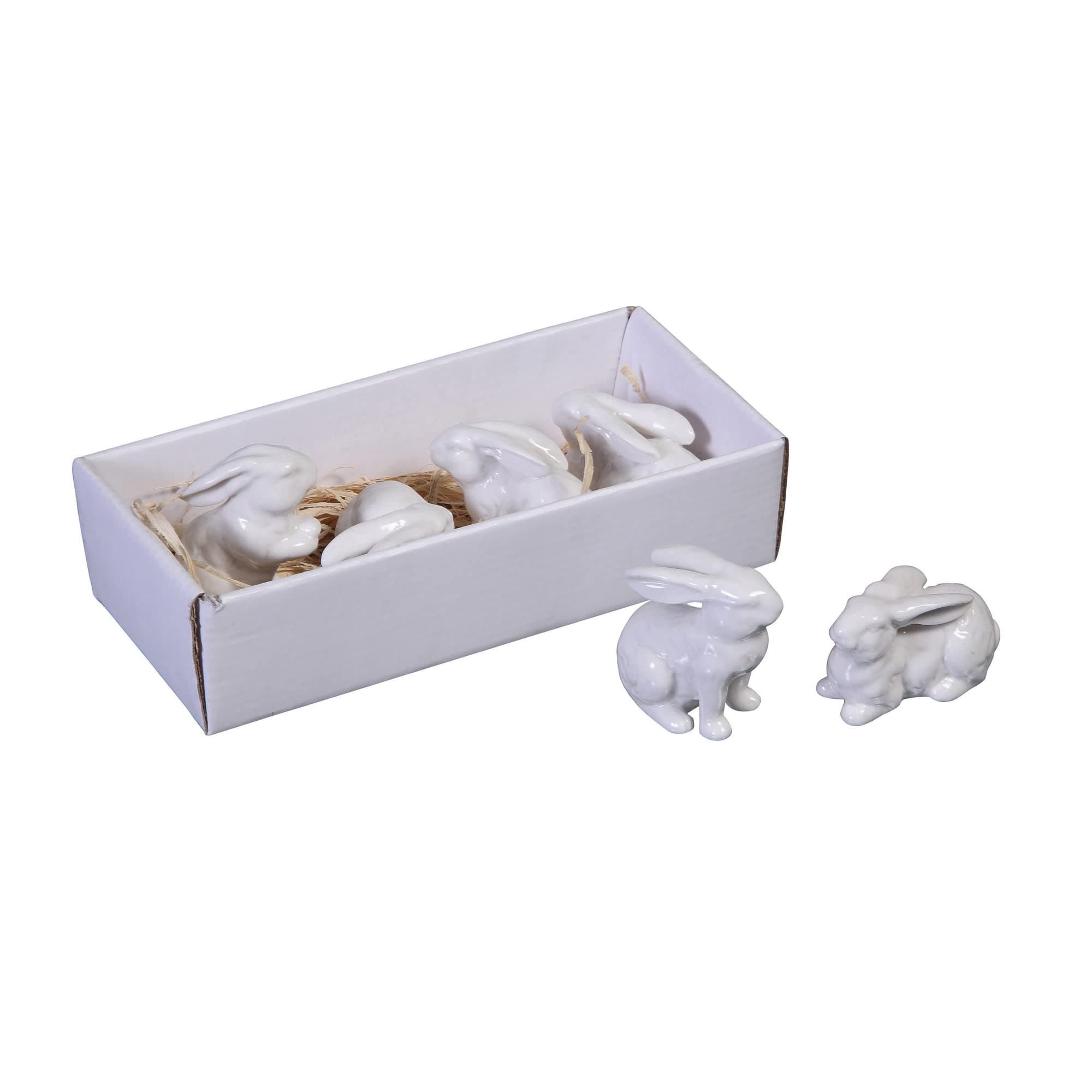 White Ceramic Bunnies (Set of 6 Pieces)