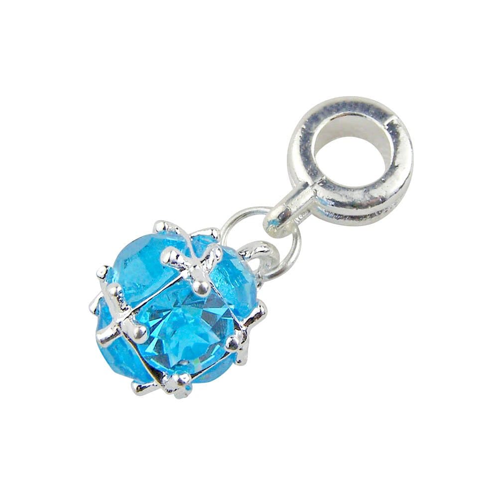 Universal March Birthstone Charm Turquoise Rhinestone