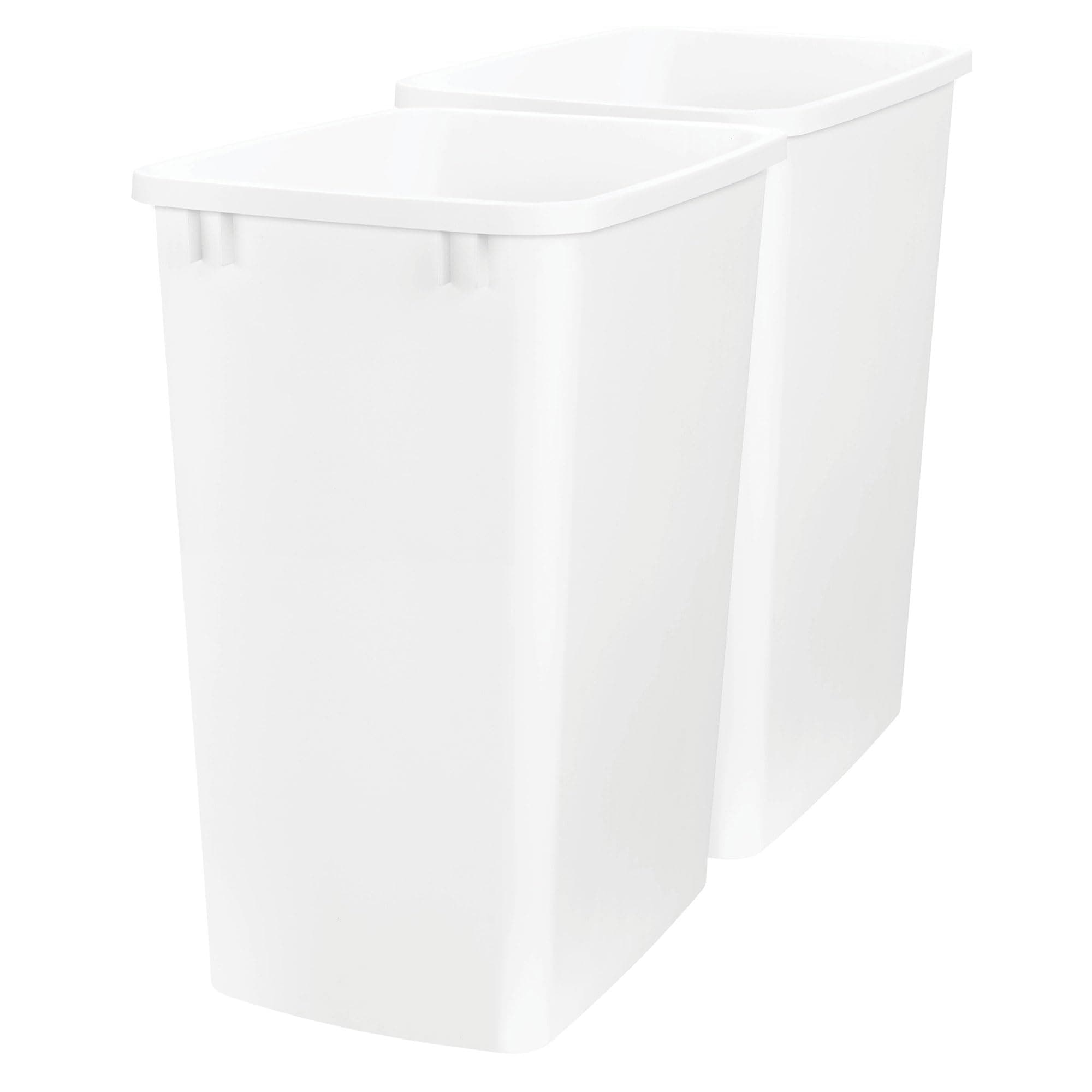 Rev-A-Shelf 2-Pack 35 Quart Polymer Replacement Trash Bin, Recycle Waste Garbage Container for Kitchen Cabinet Pullouts, White, RV-35-11-2 - Large Plastic Bins for Home and Office