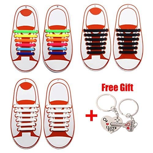 Silicone Shoelace No Tie Shoelace Quick Athletic Running Shoe Laces, Strings With Multicolor For Boots, Flat, Walking, Lace Up Tennis and Casual Shoes (Child,3Pairs)