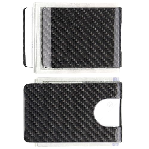 MONOCARBON Carbon Fiber Thumb Slim Card Wallets with RFID Blocking Magnetic Minimalist Card Holders Clips for Men with Gift Box Matte&Glossy Finish