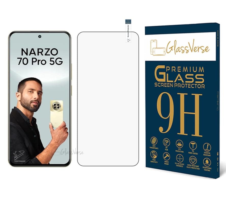 GlassVerse 9H Tempered Glass For Realme Narzo 70 Pro 5G Cellphone(Pack of 1) Full Screen Protector With Free Installation Kit Full Screen Coverage-6.67 Inch