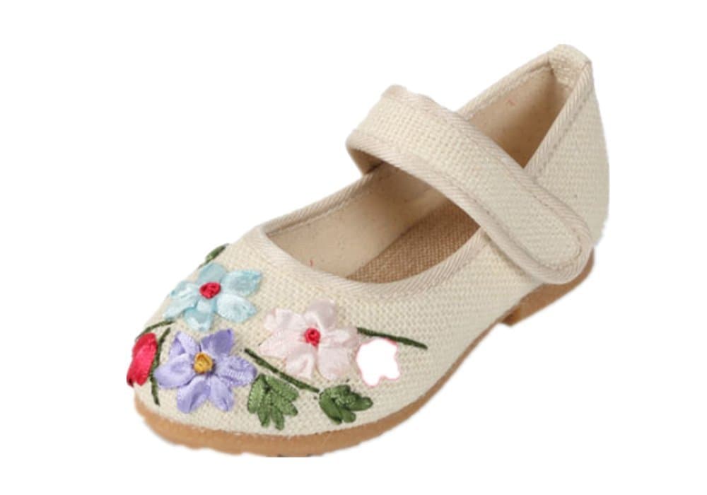 Girl's Linen Mary-Jane Shoes Kid's Cute Flat Shoe
