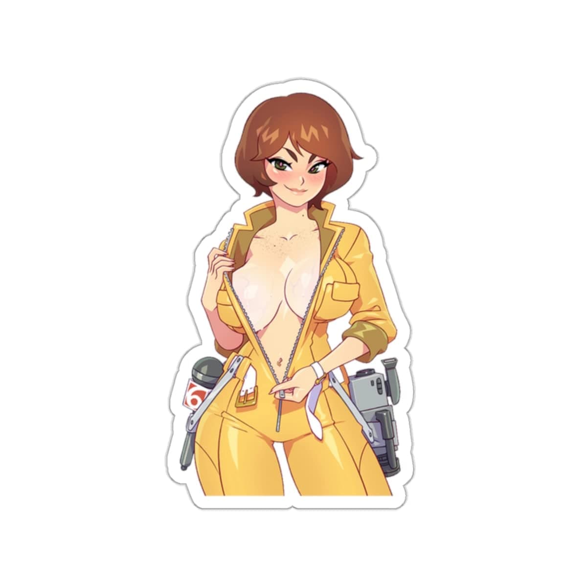 April Sexy Cartoon Girl Sticker Funny Sticker Cute Anime Waifu Lewd Ecchi Manga Art Laptop Stickers,E44 (4x4, white)