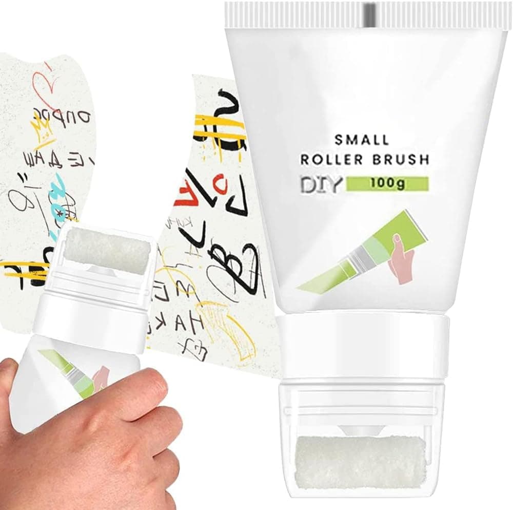 HJB VISSO Roller Brush Wall Repair Tool, Wall Repair Paint, Rolling Brush Wall Paint, 100g White Odorless Paints Cover Wall Advertisements Prints Graffiti, Wall Renovation Repair with Latex Paint