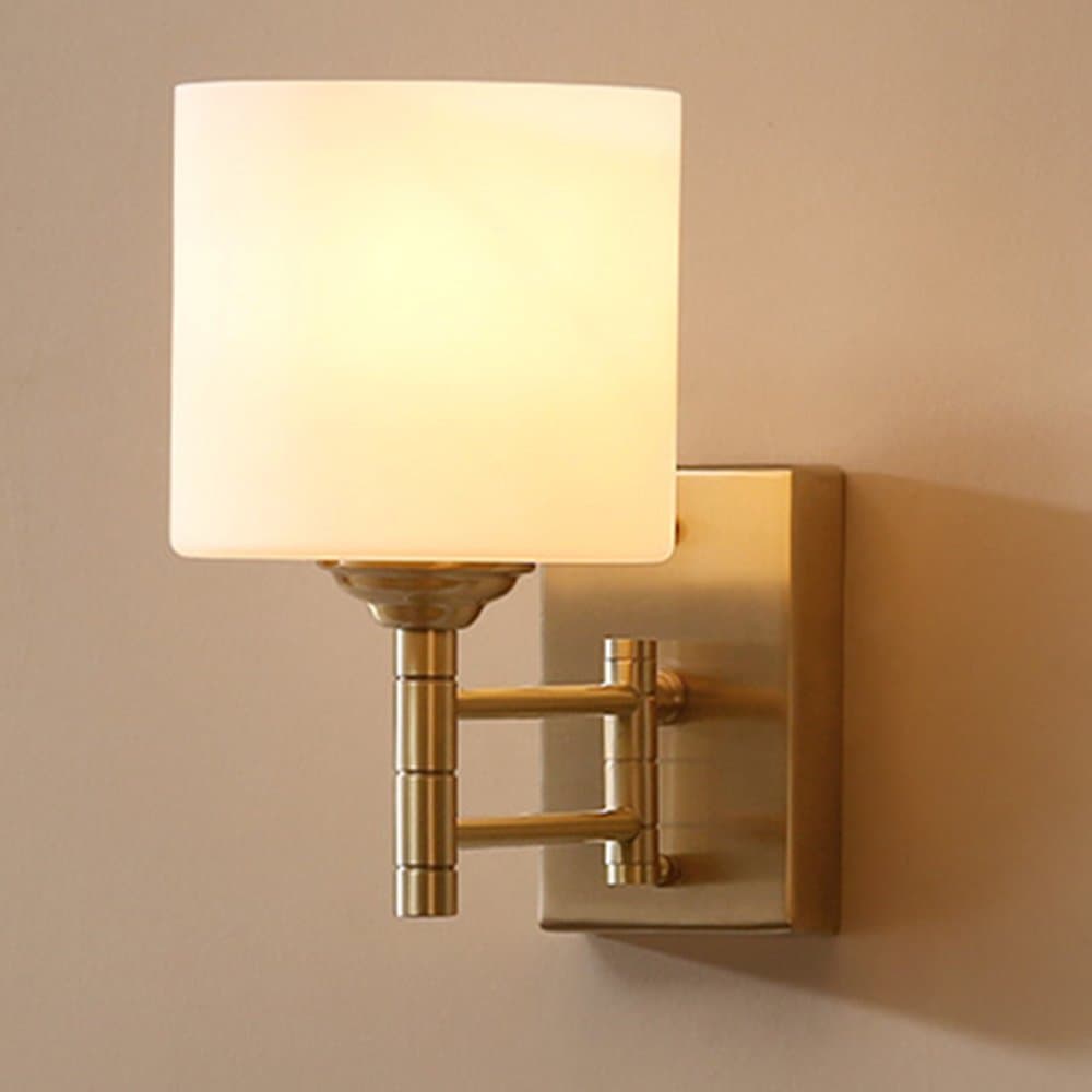 Nblyl Modern Wall Light Single Wall Light Copper Glass Wall Light for Bedroom Stairs Bedroom Aisle Porch Light (Light Source Included)