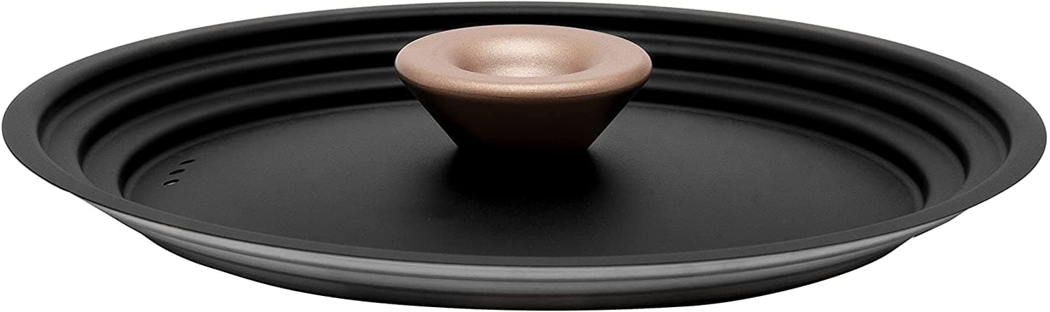 Meyer Universal Lids 8" | 8.5" | 9.5" Stainless Steel, Pots and Pans Cookware Stacking Lids, Replacement Cooking Stackable Lids, Small, Matte Black with Gold Accent, Accent Series, 8-8.5-9.5 inch