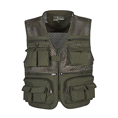 Ziker Men's Mesh Breathable Openwork Camouflage Journalist Photographer Fishing Vest Waistcoat Jacket Coat