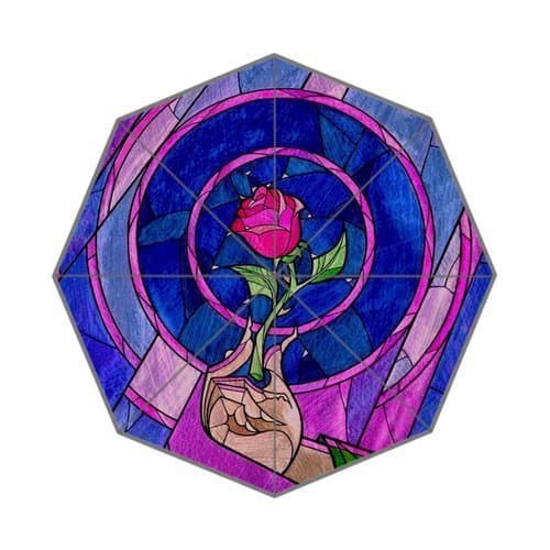 Joryst Beauty and the Beast Stained Glass Fantastic Design Custom Auto Foldable Umbrella Totes Compact Funny Gift