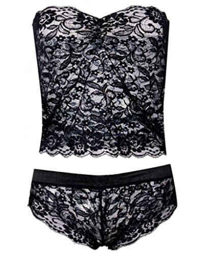 Levance Women Sexy Lace Crop Top Underwear Lingerie Set Babydoll Bodysuit Sleepwear