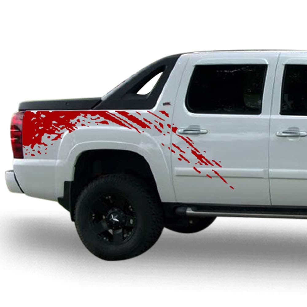 Bed Mud Splash Vinyl Sticker Graphic Compatible with Chevrolet Avalanche 2007-2013 (RED)