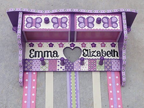 Plum Butterfly and Floral Hair Bow and Headband Holder by Cute Kid Creations