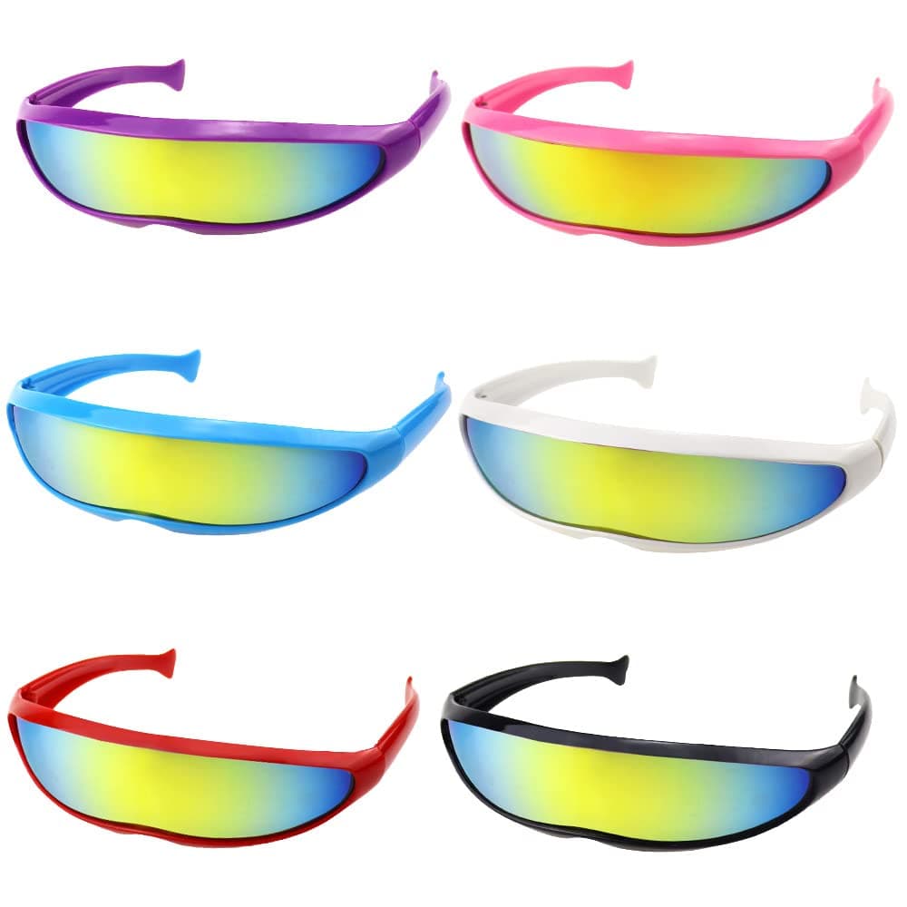 Siwinparts 6 Pieces Futuristic Sunglasses Cool Sunglasses Futuristic Glasses Visor Glasses Futuristic Creative Party Space Glasses