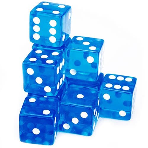 Blue 10pcs Casino Style Large 19mm Hexahedron Acrylic Dice
