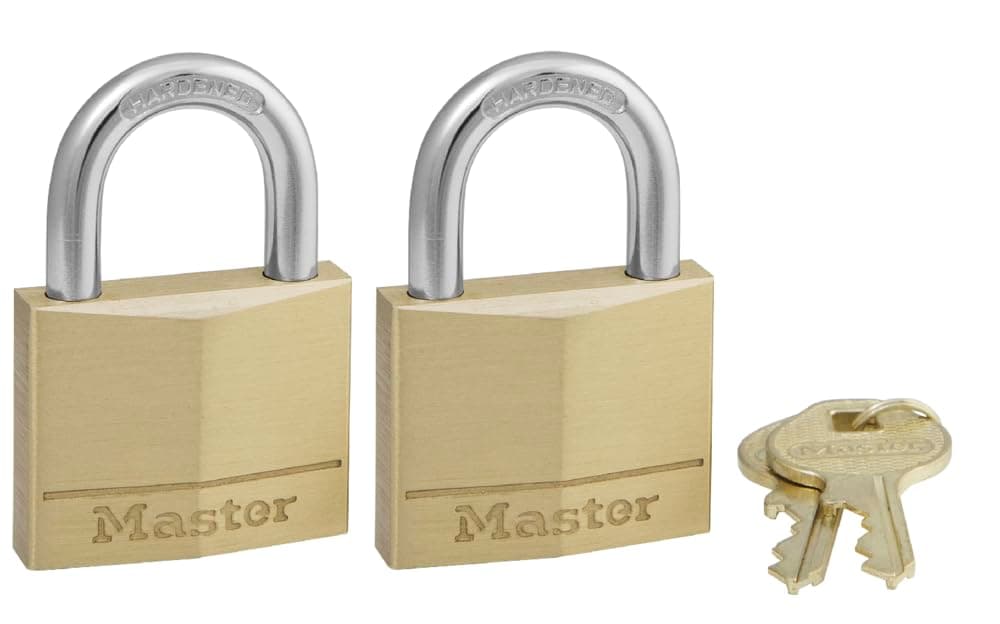 Master Lock 140T Solid Brass Padlock with Key, 2 Pack, 2 Count