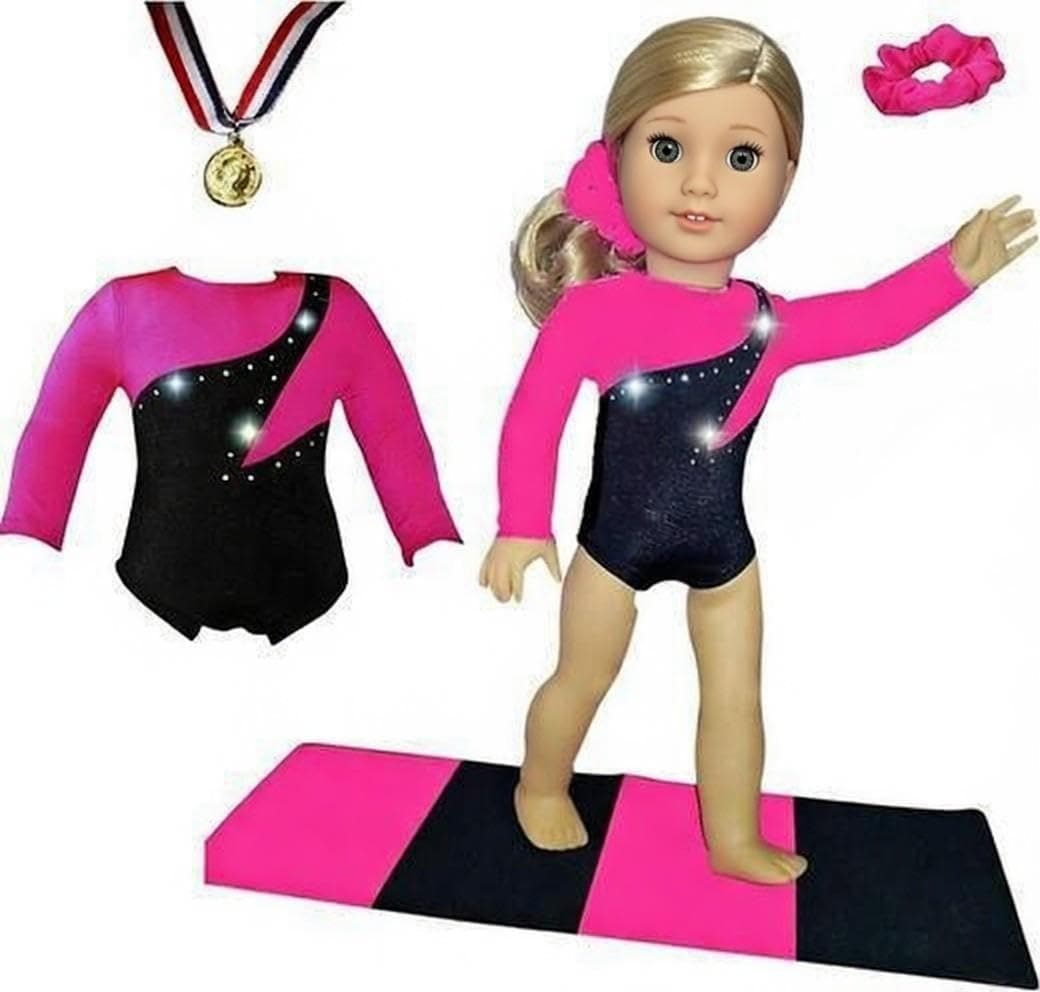 Gymnastics Outfit For American Girl s - Halloween Clothes and Accessories for your 18 inch - Green Black Leotard (2 Pieces)